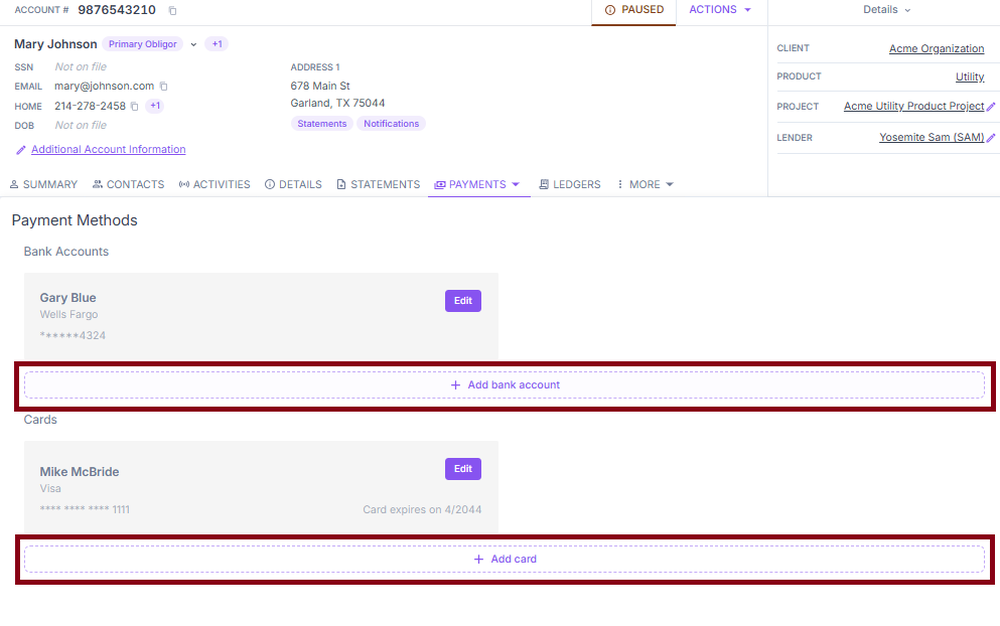 Adding a payment method