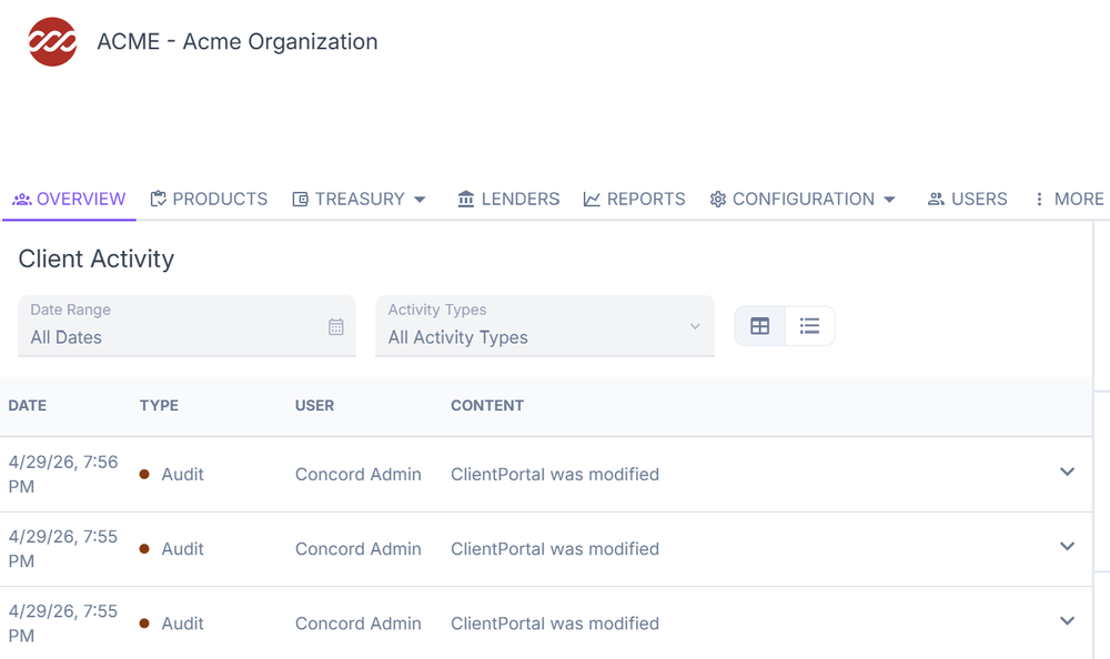 Example of Client Activity