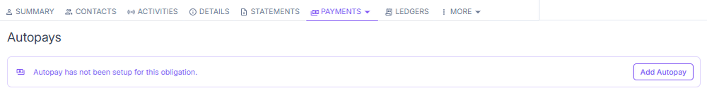 Payments menu, autopay