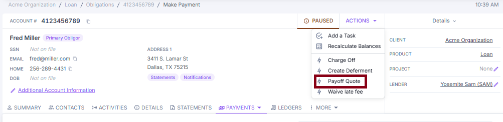 Waive late fee