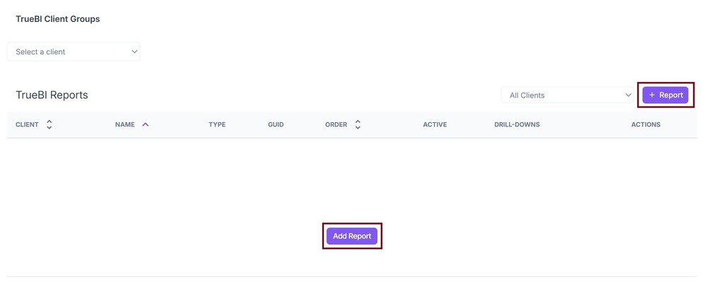 Adding a TrueBI report